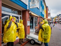 Tourists preparing for the next storm
